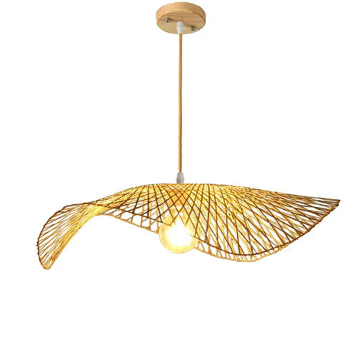 Lustre bois rotin suspension écologique artisanale scandinave