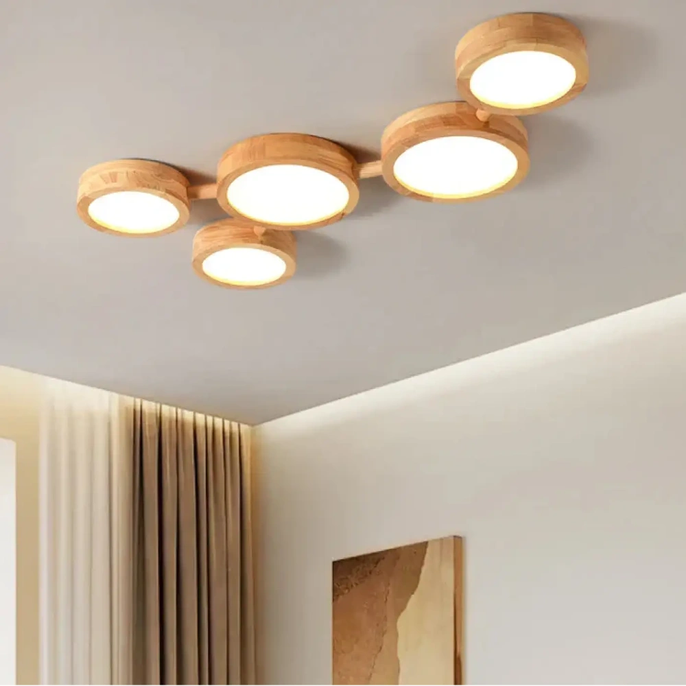 Double spot bois beige vue de côté profil 5 cm