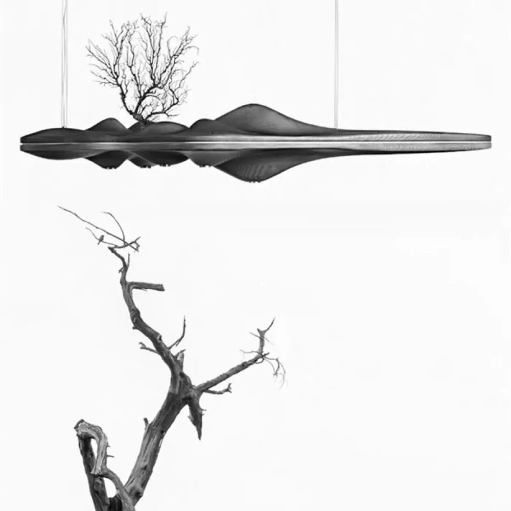 Lustre Bois Vague Lineaire Japandi Naturel