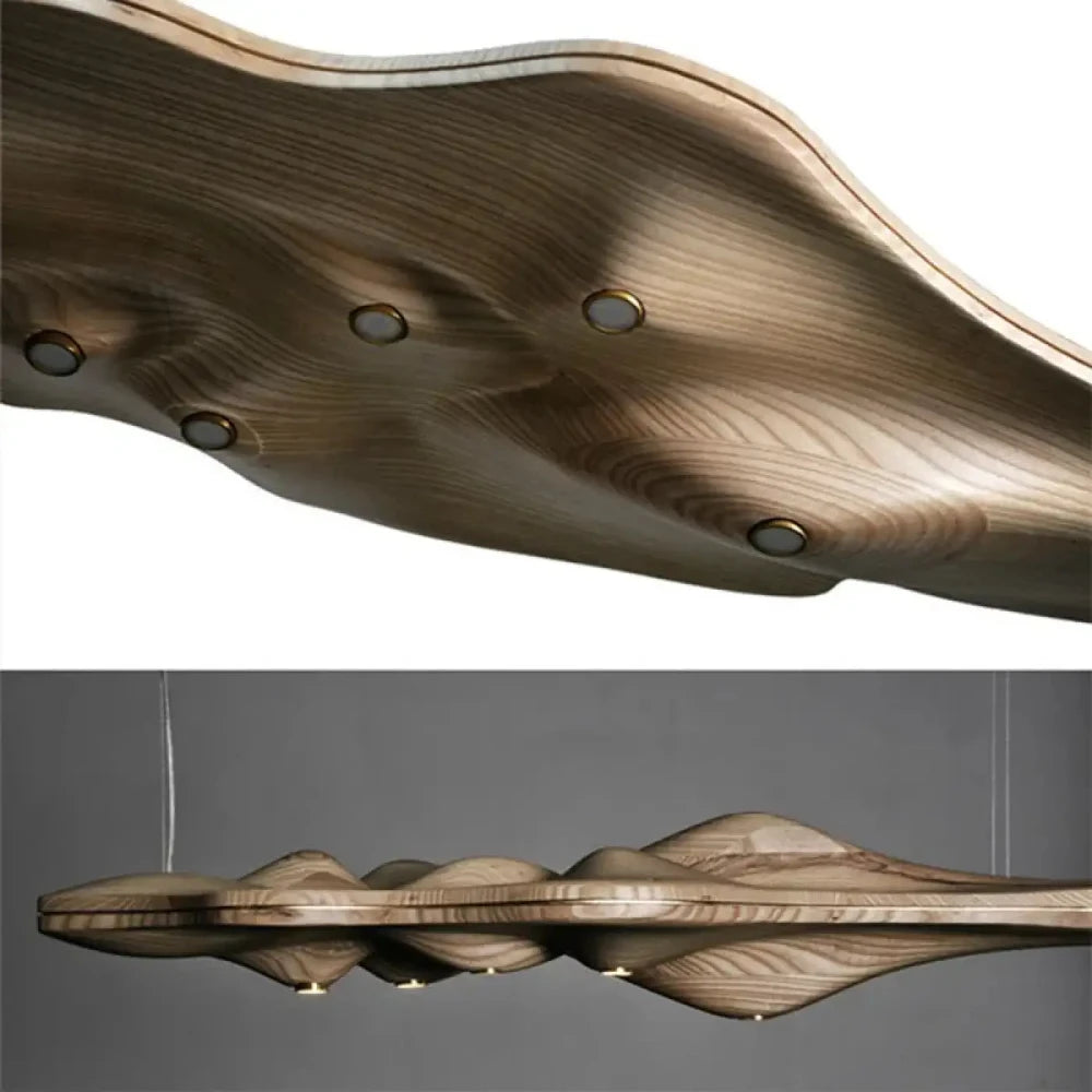 Lustre Bois Vague Lineaire Japandi Naturel