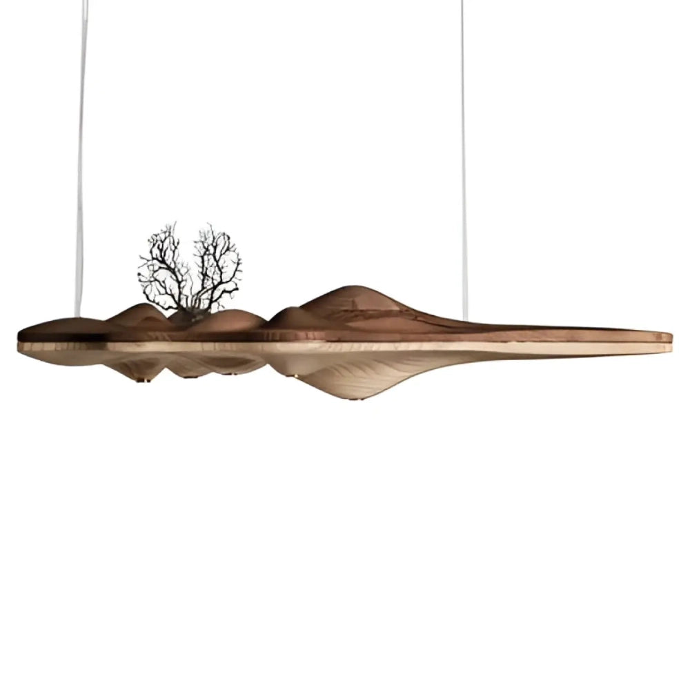 Lustre Bois Vague Lineaire Japandi Naturel