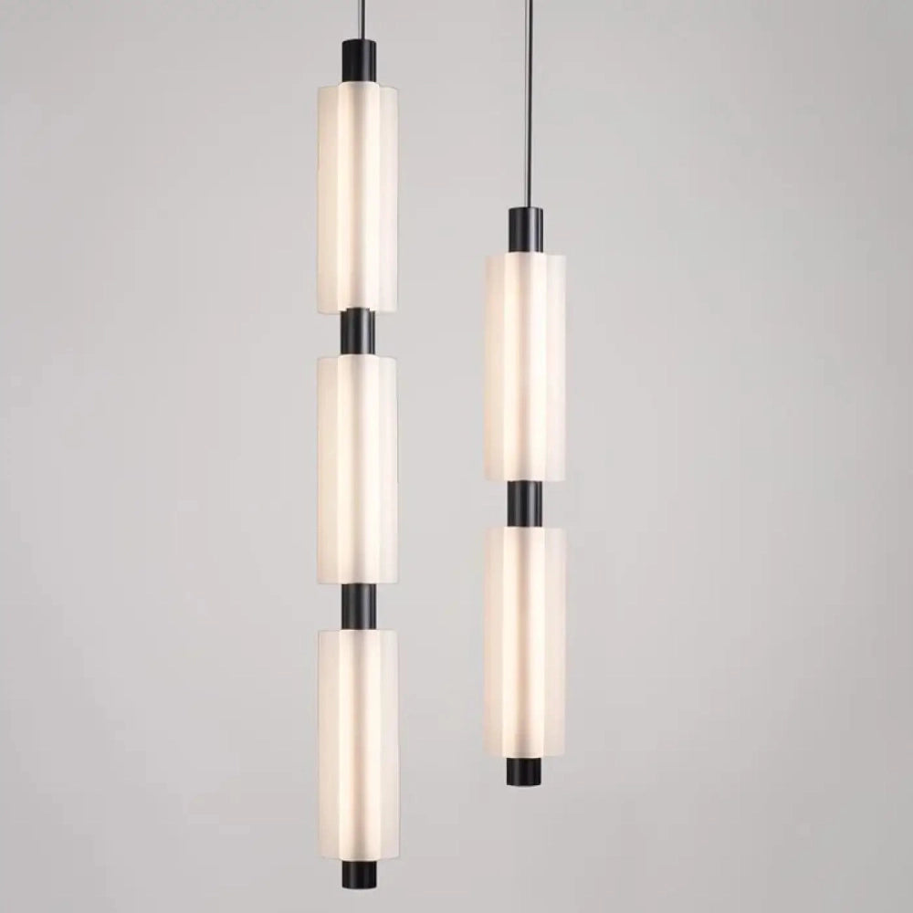 Lustre cylindre noir mat minimaliste salon salle à manger