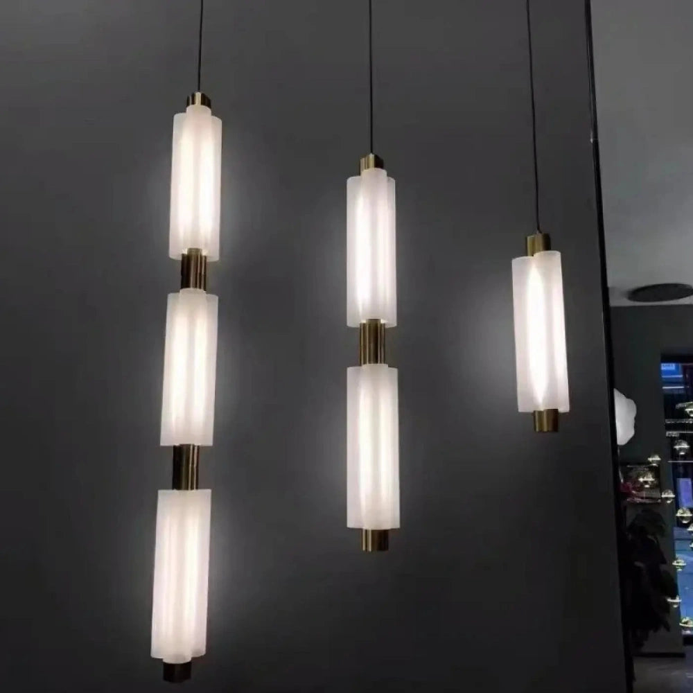 Lustre Cylindre Blanc Noir Minimal Moderne