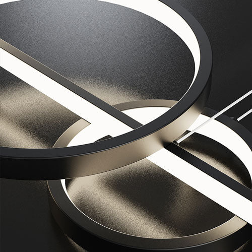 Lustre salon cercles LED barre éclairage géométrique design contemporain