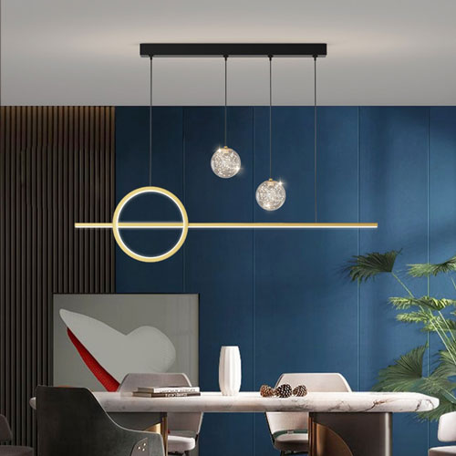 Lustre salon full LED moderne or éclairage doré luxueux sophistiqué