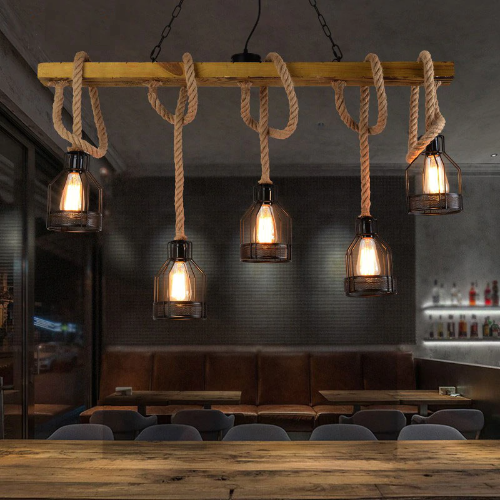 Lustre Salon Industriel Bois
