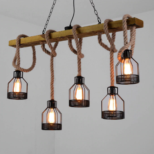 Lustre Salon Industriel Bois