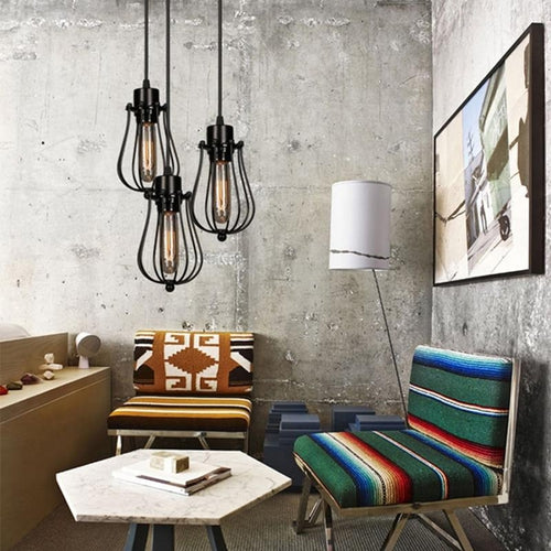 Lustre Salon Industriel Cage Fer