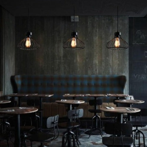 Lustre Rond Industriel Noir Cuisine Baroque
