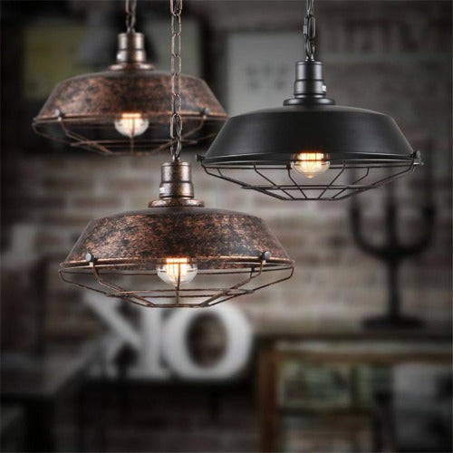 Lustre Rustique Industriel Grand Metal Noir