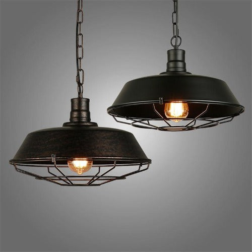 Lustre Rustique Industriel Grand Metal Noir