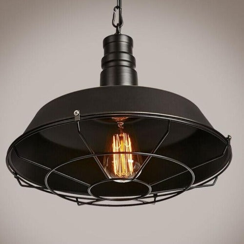 Lustre Rustique Industriel Grand Metal Noir