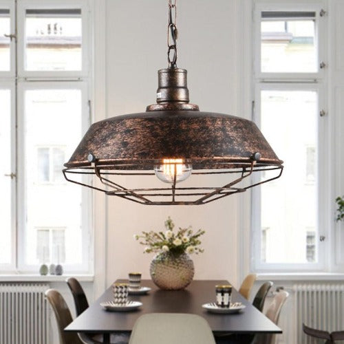 Lustre Rustique Industriel Grand Metal Noir