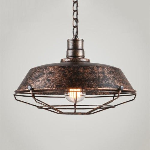 Lustre salon industriel rustique rond éclairage vintage circulaire métallique