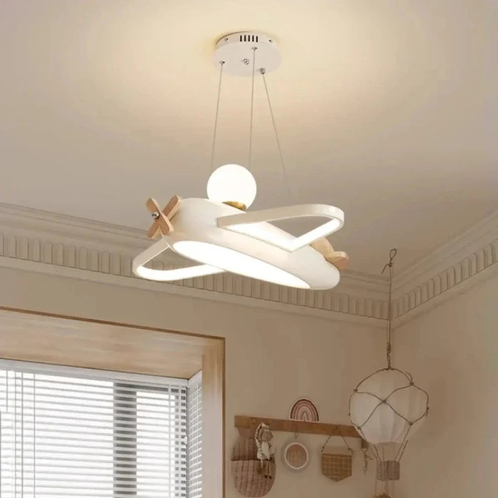 Lustre Led Avion Enfant Bleu Lumineux
