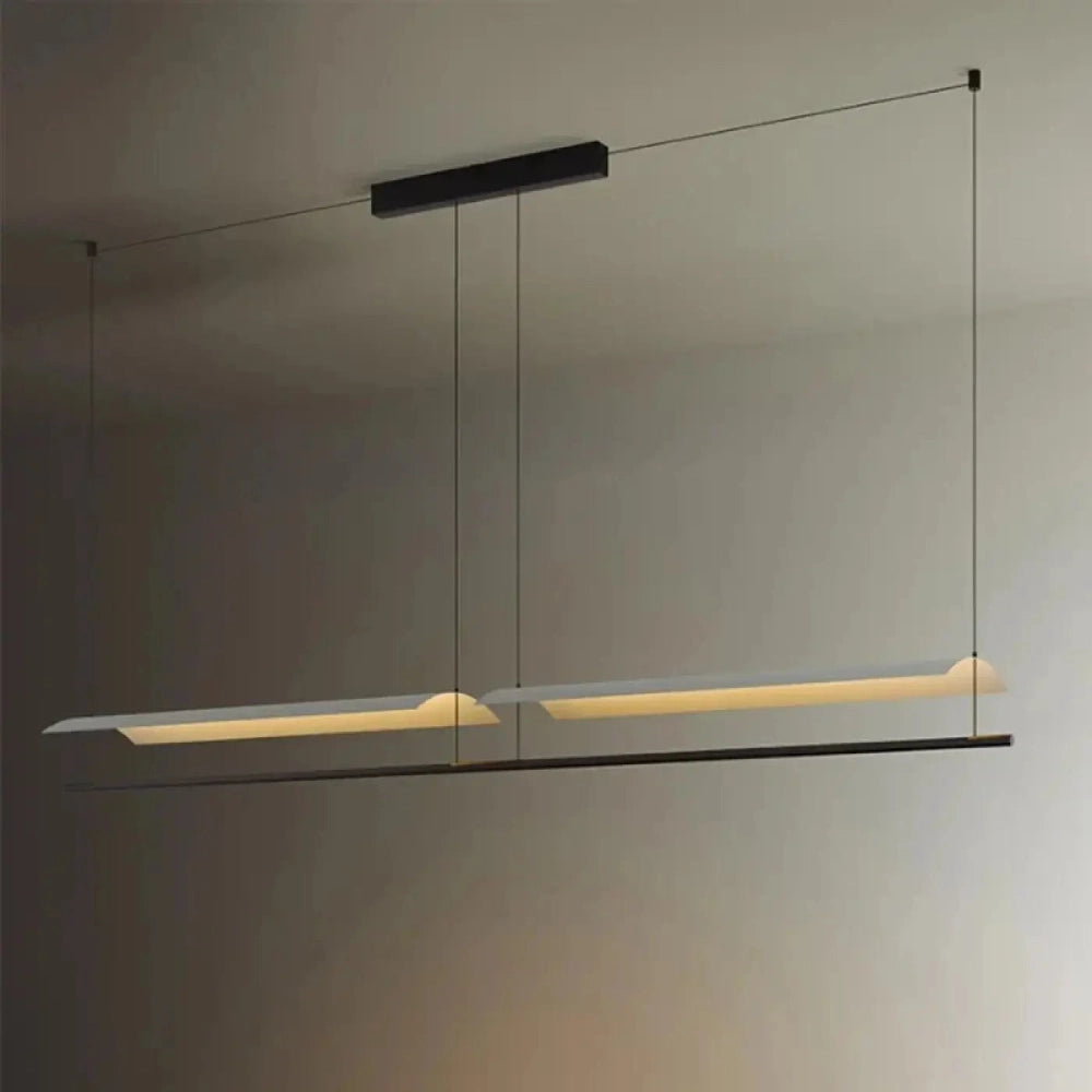 Lustre linéaire métal double bande noir salon