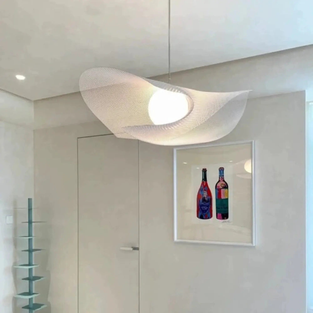 Lustre maille acrylique blanc sculpture organique plafond