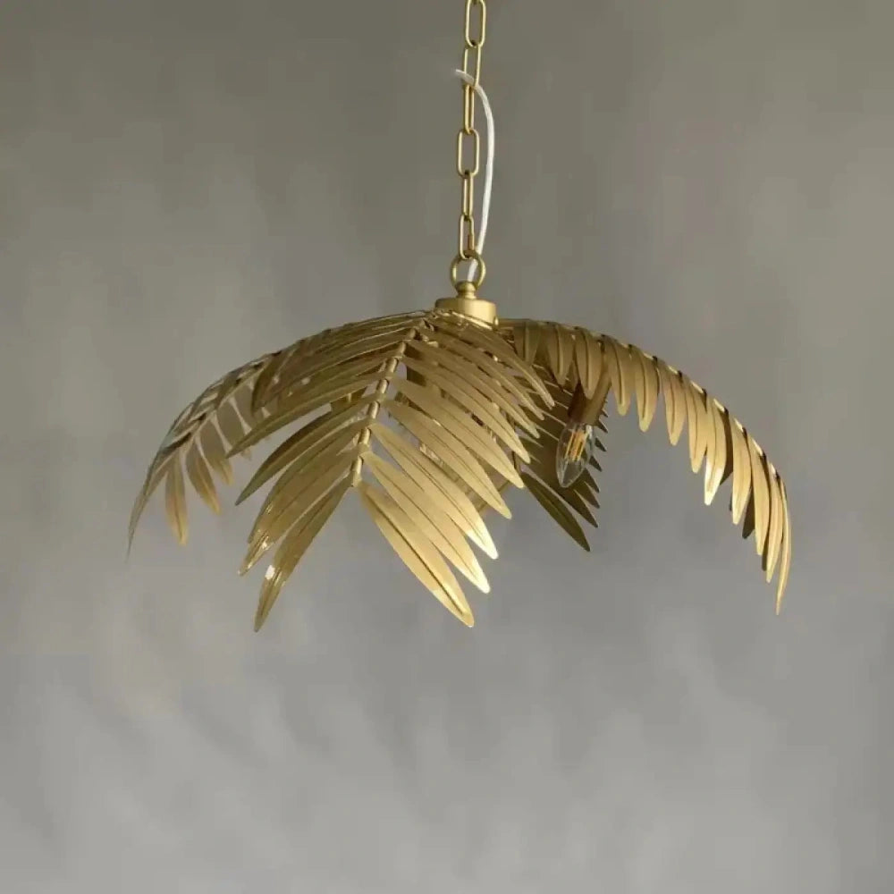 Lustre salon suspension palmier doré éclairage LED blanc chaud