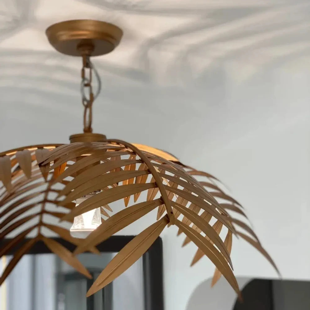 Lustre Metal Palmier Dore Tropical Design