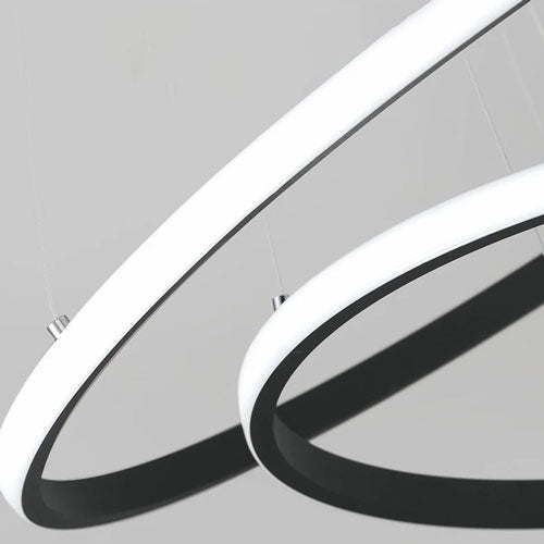 Lustre contemporain anneaux suspendus luminaire géométrique design