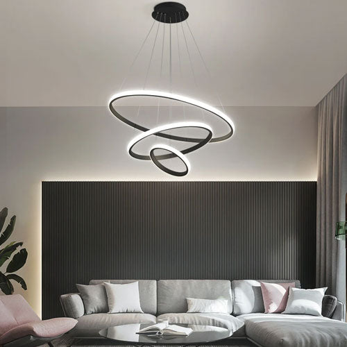 Suspension lustre anneaux moderne circulaire design tendance