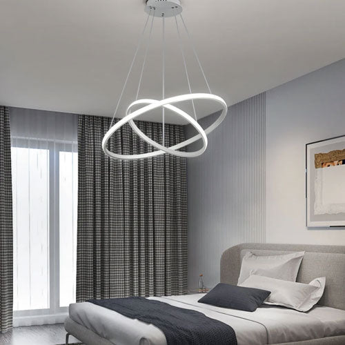 Lustre anneaux moderne suspension géométrique design élégant