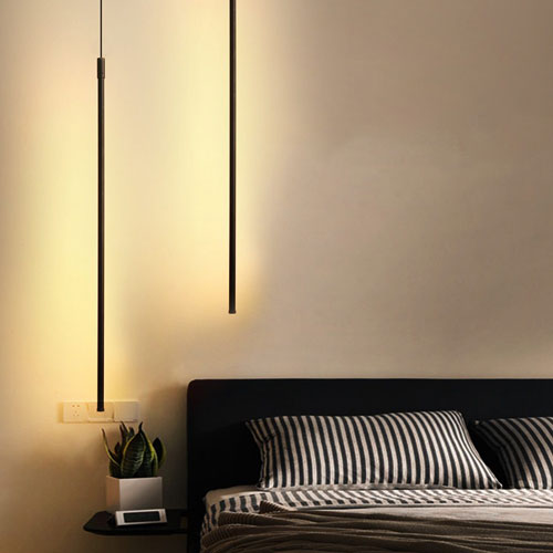 Lustre salon moderne suspendu LED jaune éclairage coloré design tendance