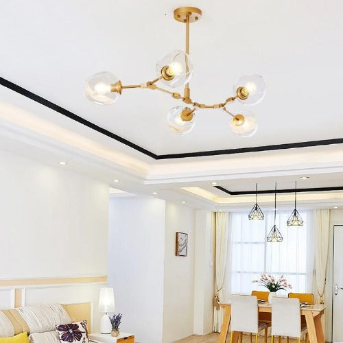 Lustre salon moderne suspendu bulles verre suspension sphérique design
