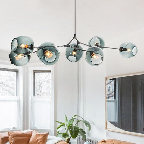Lustre salon moderne bulles verre suspension sphérique design contemporain