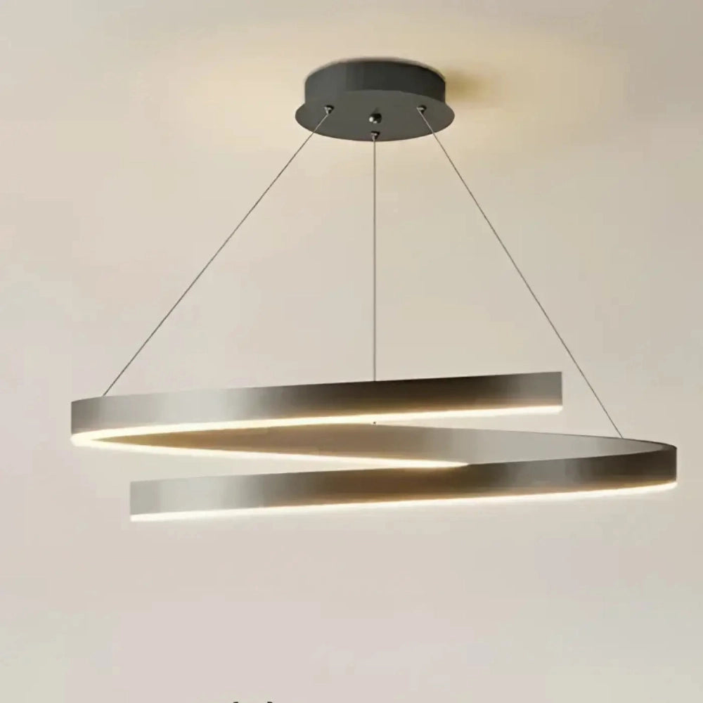 Lustre Moderne Spirale Gris Led Design