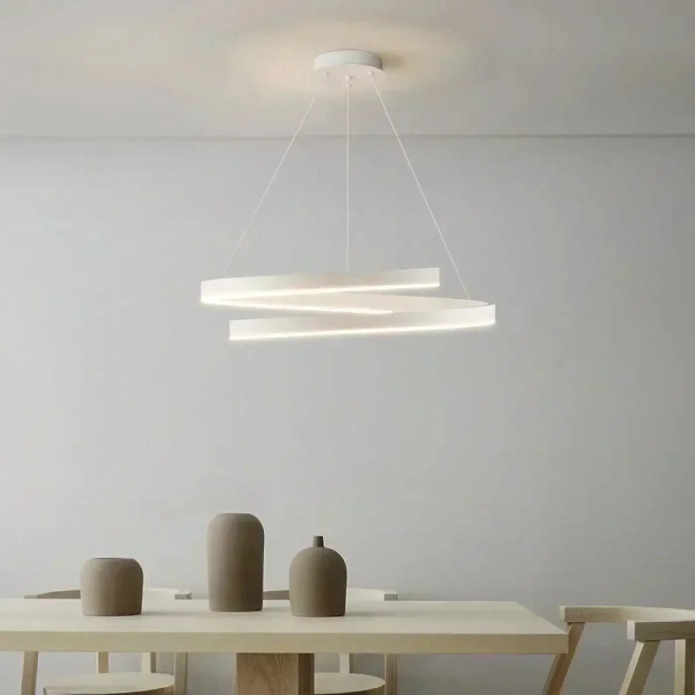 Lustre Moderne Spirale Gris Led Design