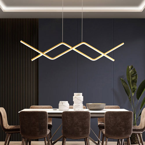 Lustre Salon Moderne Or barre LED