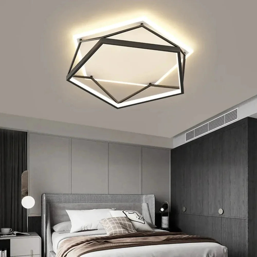 Lustre noir géométrique polygon aluminium acrylique LED