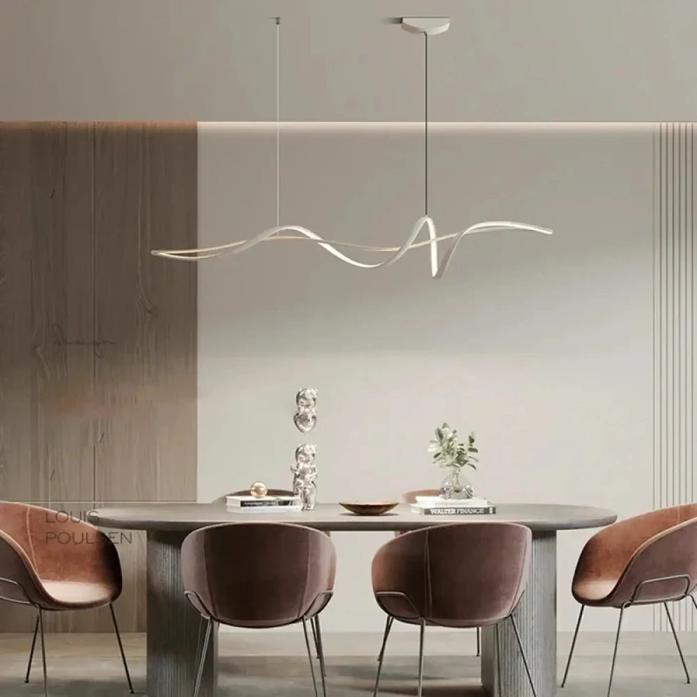 Lustre Noir Ondule Lineaire Led