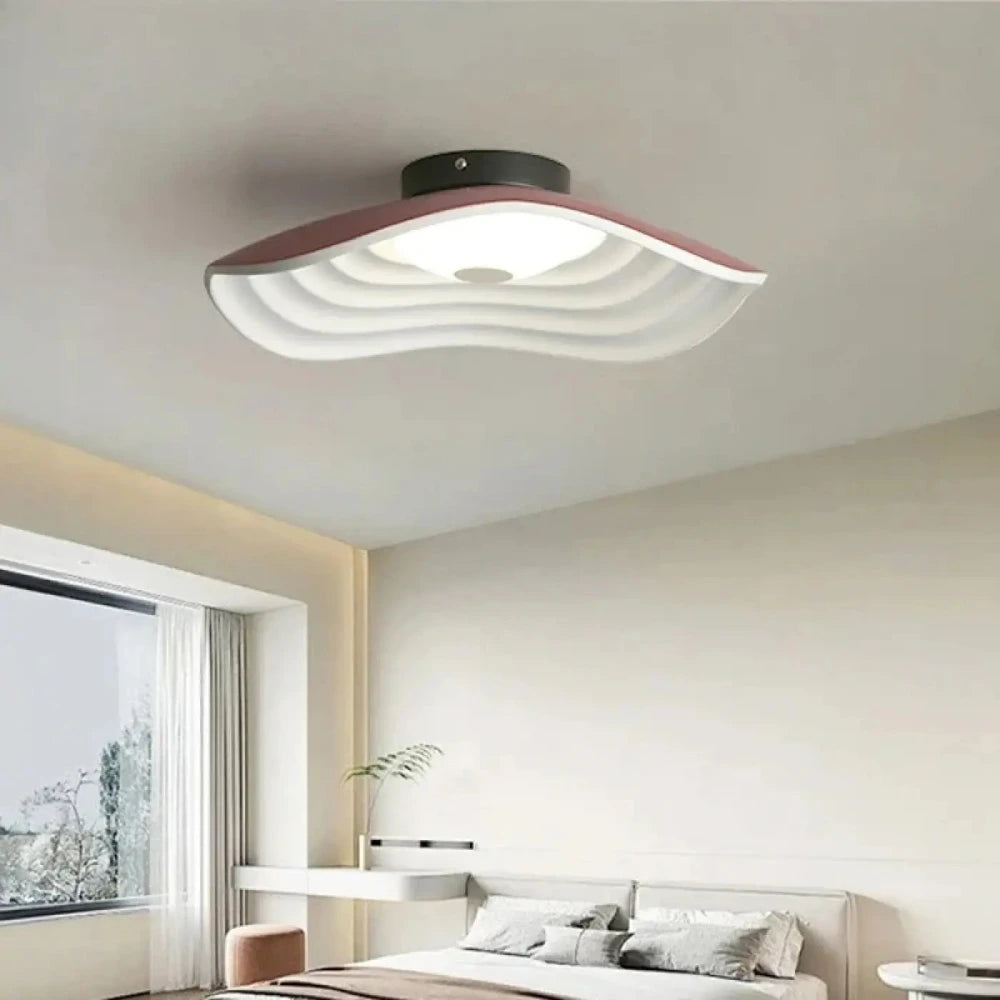 Lustre Plafonnier Chapeau Led Rouge Moderne