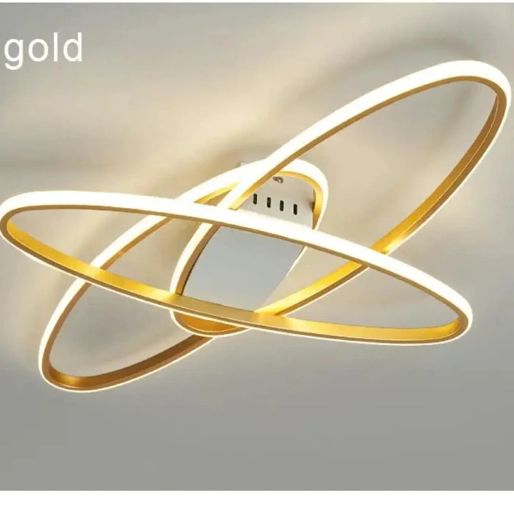 Lustre Plafonnier Ellipse Led Noir Moderne