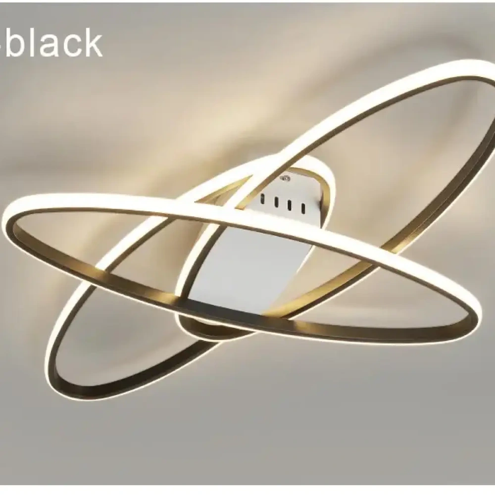 Lustre Plafonnier Ellipse Led Noir Moderne