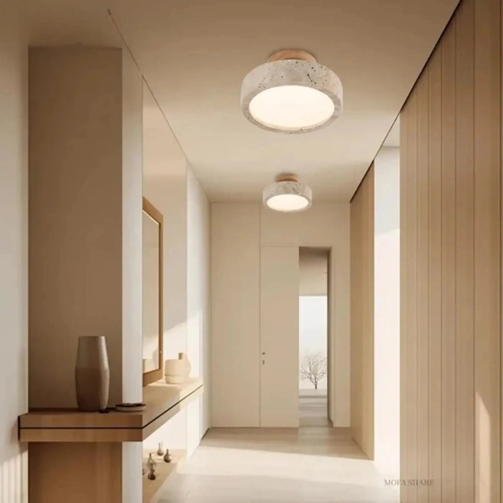 Lustre Plafonnier Mineral Bois Led Halo