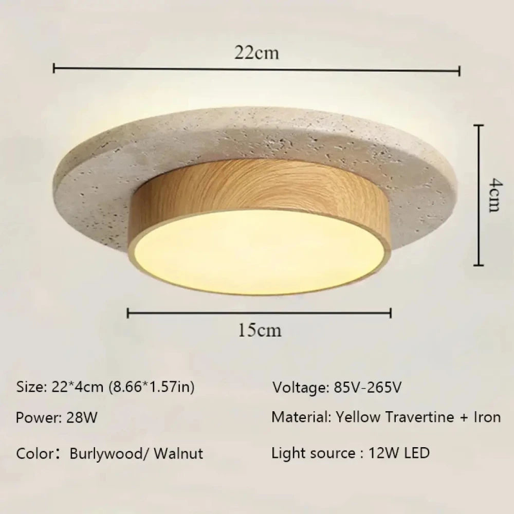 Lustre Plafonnier Noyer Travertin Led Halo