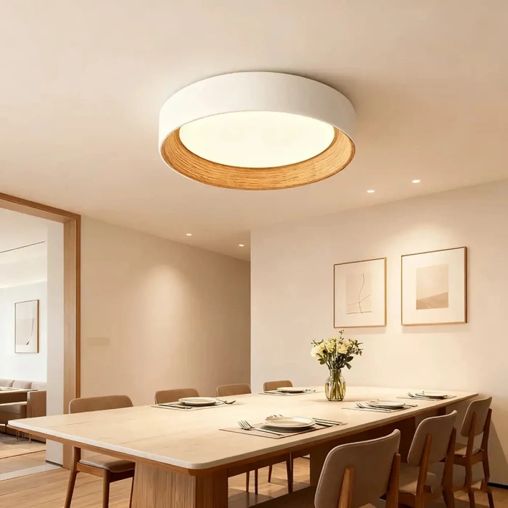 Lustre Plafonnier Rotin Rond Led Naturel