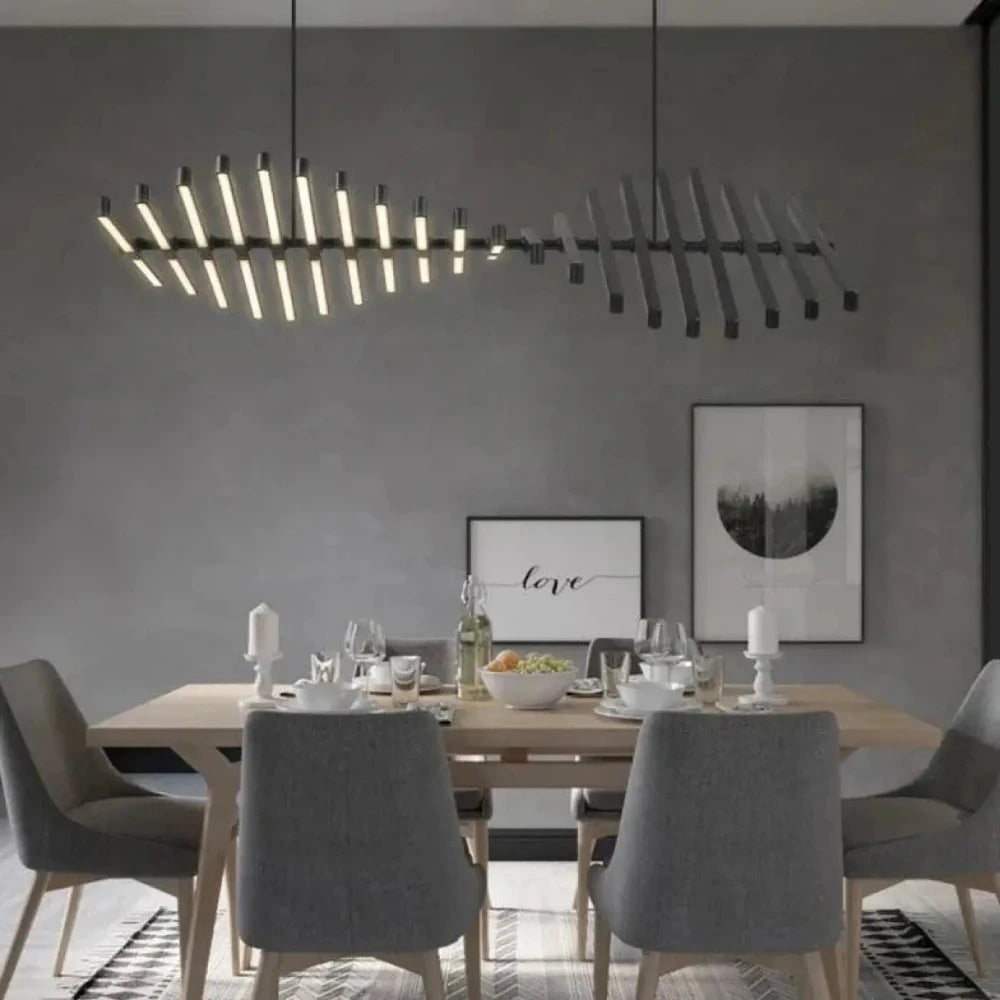 Lustre Salon Arete Led Noir Lineaire