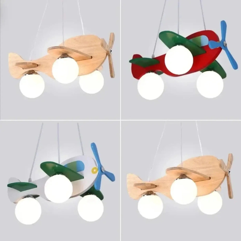 Lustre Salon Avion Bois Enfant Globes
