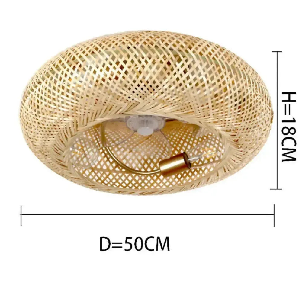 Lustre Salon Bambou Tresse Plafonnier Naturel