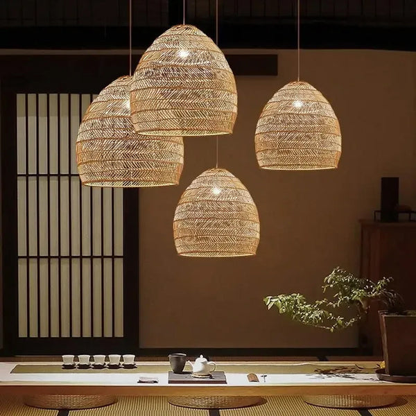 Lustre salon bois design éclairage naturel contemporain authentique scandinave