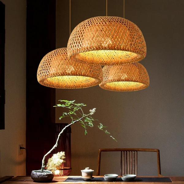Lustre salon bois style original éclairage naturel design authentique créatif