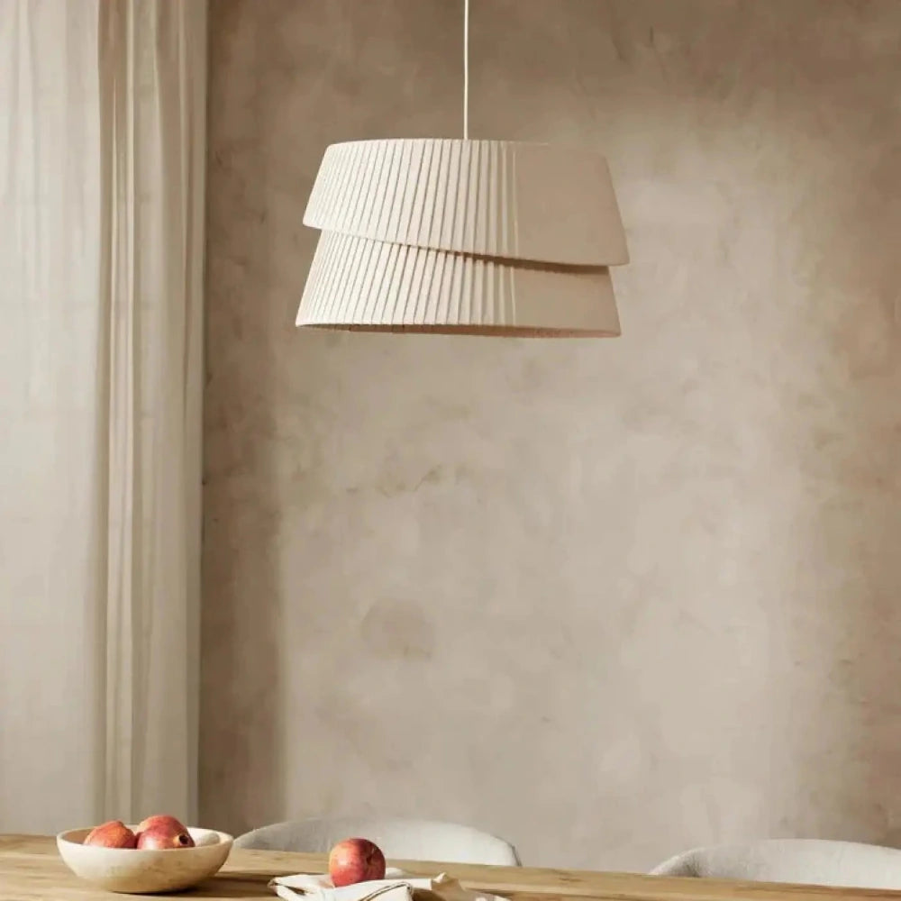 Lustre Salon Coupe Tissu Beige Plisse