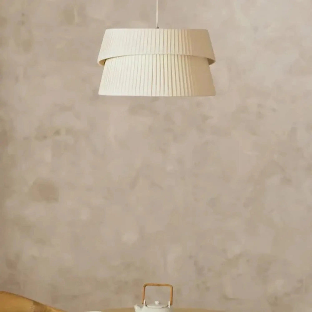 Lustre Salon Coupe Tissu Beige Plisse