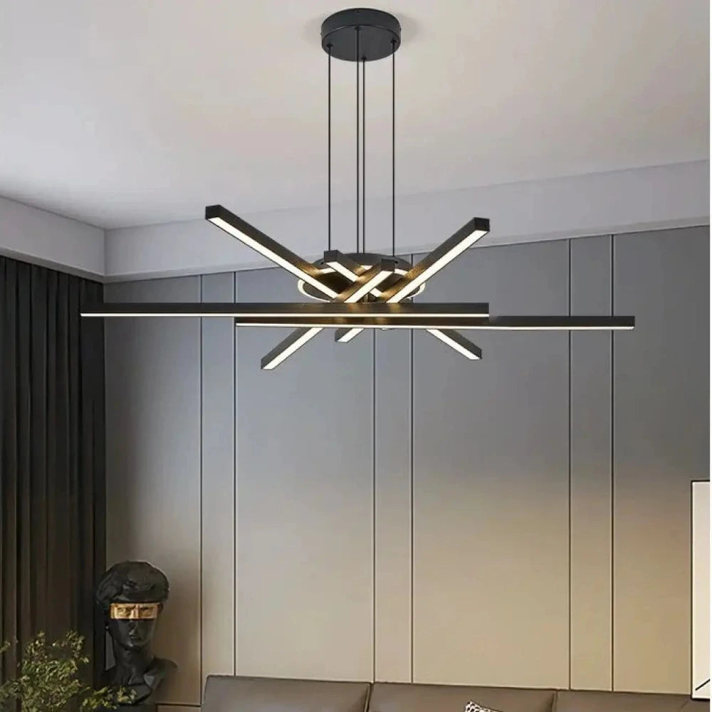 Lustre Salon Étoile LED Noir Contemporain