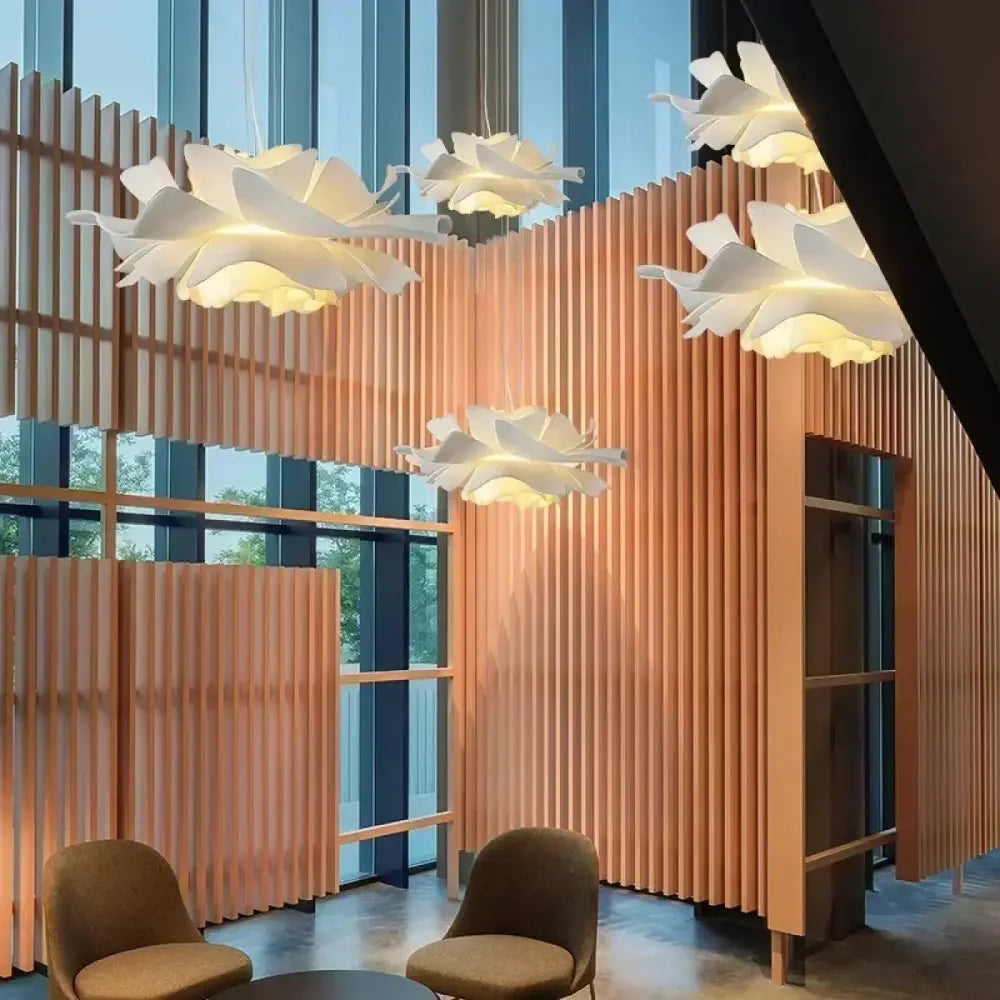 Lustre Salon Fleur Petales Blanc Design