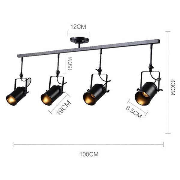 Lustre salon industriel spot éclairage directionnel design vintage métallique